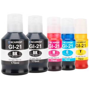 lot 8124 image: ENCAMENT GI-21 G3270 G3260 Ink Refill Bottles Compatible for Canon MegaTank Printers GI21 PIXMA G1220 G1230 G2260 G2270 G3260 G3262 G3270 G3272 G3290 G4270 G4280, 2BK C M Y 5 Pack