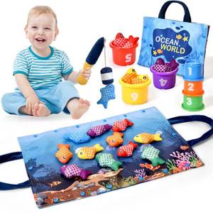 lot 8130 image: Montessori Toys for 1 Year Old,20PCS Babyfts Sensory Toy First Fishing Toy Set for 1-3 Boy Girl Birthday Gift,Educational Learning Toys Stacking Cups Number Counting, Color Sorting for 12-18 Month Baby