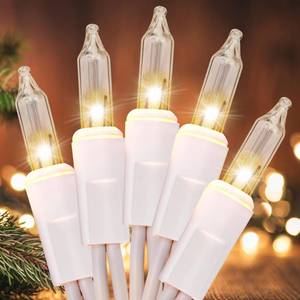 lot 8145 image: Meteds Christmas Lights 2 PCS 50 Count Clear Mini Lights White Wire UL Certified Connectable Warm White String Lights for Christmas Tree Decorations