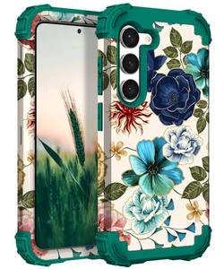 lot 8160 image: Hocase for Galaxy S23 Plus Case, Shockproof Heavy Duty Protection Soft Silicone Rubber BumperHard Plastic Hybrid Protective Case for Samsung Galaxy S23 Plus (6.6) 2023 - Teal Flowersin