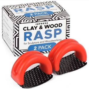 lot 8161 image: Impresa Pottery Rasp Tool for Wood and Clay - 2-Pack, Red - Clay Rasp and Wood Shaper with Easy Clean Ceramic Shaver for Sculpture and Woodworking
