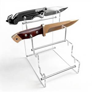 lot 8163 image: SINNNBLE Acrylic Pocket Knife Display Stand for Collecting and Showcasing Mid-sized Knives, Dagger, Folding Knives, Military Knives Perfect Knife Display Stand Holder