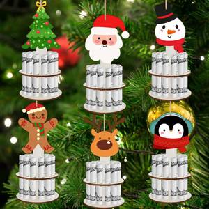 lot 8166 image: Sanwuta 6 Pcs Christmas Money Holder Ornaments Gift Handmade Cash Cake Merry Christmas Cash Holders with 12 Holes 2 Tiers Hanging Money Gift Holder for Party Placing