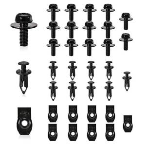 lot 8174 image: FJSENR 35PCS Black Clip Set for Automotive - Engine Splash Shield, Front Bumper, Fender and Splash Shield Clips for Undercarriage Cover, Body Bolts and Liner with Rivets