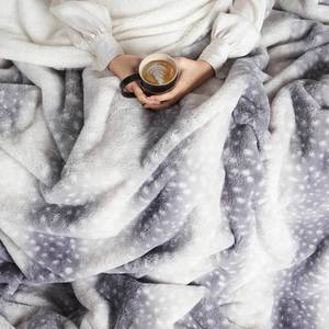 lot 9278 image: Cozy Bliss Luxury Faux Fur Throw Blanket Deer Print, Non Shedding Reversible Sherpa Blankets Super Soft Fuzzy Thick Warm Throws Home Decor for Christmas Couch Bed Sofa Women (Grey, 60x80 Inches)