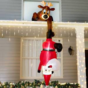 lot 9297 image: Joiedomi Hanging Christmas Inflatables Decoration, Christmas Inflatable Reindeer and Climbing Santa, Blow Up Santa with Build-in LED for Xmas Party Indoor, Outdoor, Yard, Garden, Lawn Decor