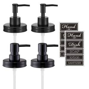 lot 9305 image: Onsogi Regular Mouth Plastic Mason Jar Soap Dispenser Pumps and Lids- Rust-Proof Mason Jar Accessories Rustic Farmhouse Kitchen Counter Top Bathroom Decor and Organization - 4 Pack
