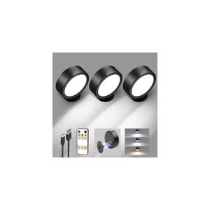 lot 9308 image: EZVALO LED Wall Mounted Lights, 5500mAh Rechargeable Wall Sconces Lamp, 3 Color Temps and Remote and Touch Control, 360°Rotation Dimmable Cordless Wall Light for Bedroom Reading Study Bedside (3 Pack)