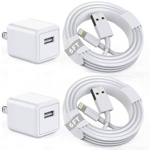 lot 10324 image: iPhone Charger Apple MFi Certified Apple Charger Cord 2Pcak 6FT Lightning Cable Fast Charging with Wall Charger Block Travel Plug Brick Adapter for iPhone 14131211XSXRSE788 PlusAirPods