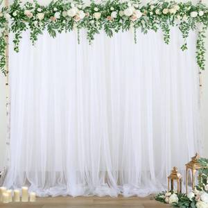 lot 10365 image: White Tulle Backdrop Curtain for Parties Wedding 10ft x 8ft Sheer Backdrop Curtains for Bridal Shower Birthday Party Baby Shower Ceiling Drapes Christmas Photo Decorations 2 Panels 5ft x 8ft