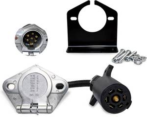 lot 10370 image: NEWSUN� 7 Pin RV Blade Converter to 7 Way Round Trailer Socket, Adpater 7 Prong Connector with Wiring Harness, Vehicle End Connector, Mounting Bracket for Semi Truck Trailer Pickup Truck Tractor