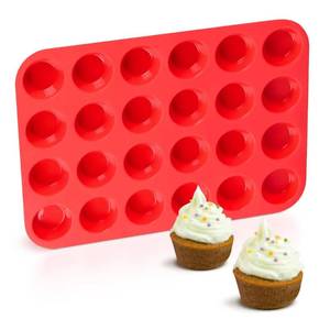 lot 10371 image: CAKETIME Silicone Muffin Pan Mini 24 Cups Cupcake Pan, Nonstick Food Grade Silicone Mold Baking Pan 1 Pack