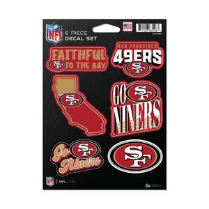lot 10372 image: Rico Industries NFL Football San Francisco 49ers 6-Piece Decal Set