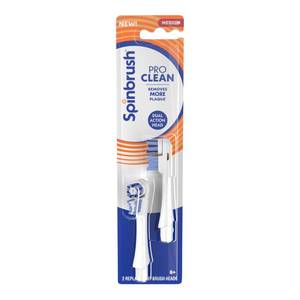 lot 10373 image: Spinbrush PRO Clean Replacement Heads, Electric Toothbrush Refills, Medium Bristles, 2 Count