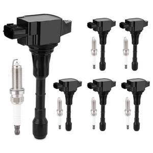 lot 13717 image: 6PCS Ignition Coil and Iridium Spark Plug Packs Compatible with Nissan 2007-2020 Altima Maxima Murano Quest Pathfinder 350Z Infiniti G35 G25 EX35 FX35 JX35 M35 M35h Q50 Q70 QX60 3.5L Replaces# UF550