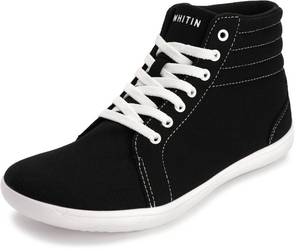 lot 13719 image: WHITIN Womenfts Wide Fashion Sneakers High Top Barefoot Minimalist Shoes Zero Drop Sole Size 10.5W Canvas Casual Minimus Walking Tenis Gym Black White 42