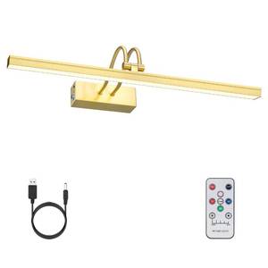 lot 13743 image: FUNCHDAY Picture Light Wireless, Rechargeable Gallery Light Battery Operated, 280LM Dimmable Art Lighting with Remote, 16 Metal Picture Lights for Wall, Paintings, Portrait, Photo (Brass)in