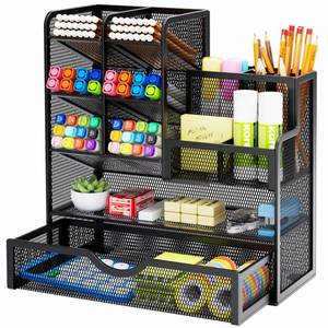 lot 13754 image: Marbrasse Mesh Pen Holder for Desk, Multi-Functional Pencil Organizer with Drawer, Desk Organizers and Accessories for Office Art Supplies (Black)
