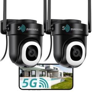 lot 13759 image: ZUMIMALL 2K Cameras for Home Security, 2.4G5G WiFi Camera for 247 Recording  Motion and Noise Detection, Auto Tracking, Cloud and No-Monthly-Fee SD Storage  Works with Alexa Google - 2-Pack (Black)