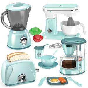lot 13771 image: Shemira Play Kitchen Accessories, Play Kitchen Appliances Toy Set with Coffee Maker, Blender, Mixer, Toaster, Kids Kitchen Playset, Toys for 3 4 5 6 7 8 Year Old Girls, Birthday Gifts for Girls
