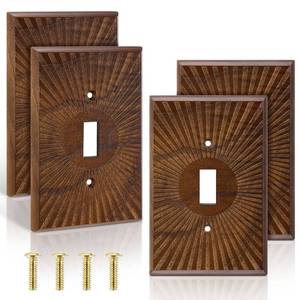 lot 14196 image: DoubleFill 4 Pcs Walnut Wood Light Switch Cover Brown Outlet Covers Wall Plate Decorative Boho Plug Plate Vintage Rustic Contemporary Interior Room Home Decor (13  8.2cm,Single Toggle)