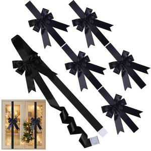lot 14208 image: SIMISI RIBBON 6 Pcs Black Christmas Cabinet Door Bows Ribbons Large Bow for Fireplace Door Chinese New Year Spring Festival Holidays Wrapping Decor