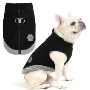 lot 14219 image: Mihachi Dog Fleece Vest Sweater Zip Up Warm Pullover Step-in Dog Jacket with Dual D-Ring Leash, Winter Cold Weather Reflective Coat Clothes Hoodie for Small Medium Dogs Puppy Cat Boy Girl, Black L