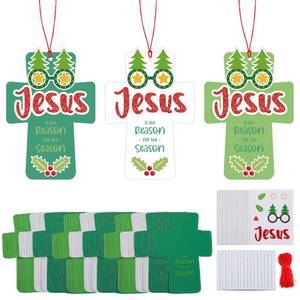 lot 14237 image: Craftsatin 48 Set Jesus Is The Reason for The Season Ornament Craft Kit Christmas Bible Crafts for Kids Religious Christian Ornaments Craft DIY Crosses Sunday School Crafts for Xmas Religious Nativity