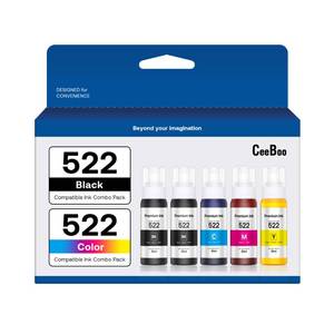 lot 14243 image: CEEBOO 522 High Capacity (5 Bottles) Refill Ink Bottle Replacement for Epson Compatible 522 Ink Refill Bottles (Not Sublimation Ink) Use for EcoTank ET-2803 ET-2800 ET-2720 ET-4800 Printer