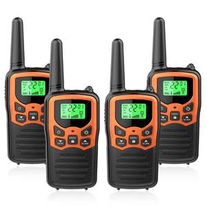 lot 14259 image: Walkie Talkies with 22 FRS Channels MOICO Walkie Talkies for Adults with LED Flashlight VOX Scan LCD Display, Long Range Family Radios for Hiking Camping Trip (Orange, 4 Pack)