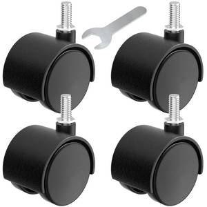 lot 14265 image: 2 Inch Plastic Casters Set of 4, M8 Stem Nylon Furniture Wheel Replacement, Threaded Stem Swivel Cart Wheels, Workbench Casters (Black)