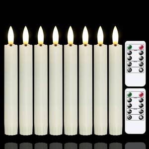 lot 14266 image: Yeelida Battery Operated Flameless Taper Candles with Two Remote Timer, 6.4 LED 3D-Wick Window Candles, Flickering Long-Lasting Warm Light Electric Pack of 8 Flameless Candlesticks (0.78in Dia, Ivory)in