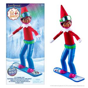 lot 14276 image: The Elf on the Shelf MagiFreez Swish and Sleigh Snowboard Set - Snowboard Elf Standing Pants and Gear - Scout Elf Not Included