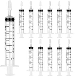 lot 14278 image: 12 Pack 12mlcc Plastic Syringe with Tip Cap, Small Sterile Syringe Individually Sealed, for Scientific Labs, Measuring, Watering,refilling, Pets,Oil or Glue Applicator