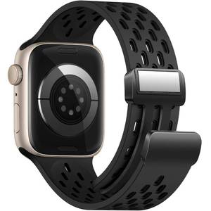 lot 14280 image: Magnetic Anti Sweat Sport BandStrap for Apple Watch, Waterproof Breathable Silicone Correas. Para Compatible with iWatch Ultra SE Series 1110987654321,For Women Men, 38mm 40mm 41mm 42mm