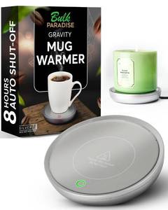 lot 14286 image: Coffee Mug Warmer with Auto Shut-Off � Compact 17W Cup Warmer for Desk with Gravity Switch � Electric Candle Warmer Plate for Jar Candles � Keeps Coffee, Tea and Drinks Warm � Safe and Durable (Silver)