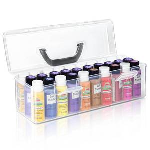 lot 15837 image: Vowcarol Acrylic Paint Storage Box, 30 Bottles Capacity Acrylic Paint Organizer for 2 fl. oz Bottles, Craft Organizer