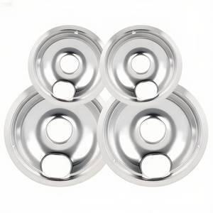 lot 15839 image: Drip Pans Electric Stove Drip Pans, Chrome Stove Drip Pans Replacement Compatible for Most Plug-in Electric Ranges include Silver 2  6in and 2  8in