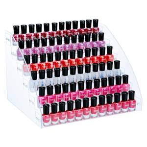 lot 15841 image: KINGROW Nail Polish Organizer Holder Rack 6 Layers Acrylic Display Rack Eyeglasses Shelf Essential Oils Ink Storage Holds Up to 96 (Fit 1-2oz Bottles)
