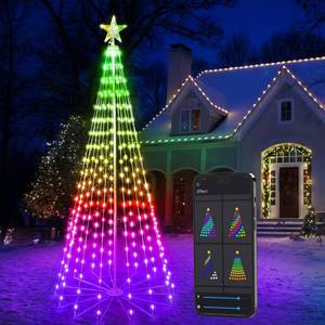 lot 15844 image: Brizled Smart RGB Christmas Cone Tree, 6.5FT 295 LED Lighted Christmas Tree App Control, Color Changing Outdoor Christmas Tree with Lights, Prelit Xmas Tree Music Sync Waterproof for Indoor Outdoor