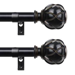 lot 15846 image: Black Curtain Rods 2 Pack, HOTOZON Curtain Rods for window 32 to 58 Inch, New Splicing Window Rods for Windows, 34 Inch Single Drapery Rod with Netted Finials