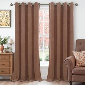 lot 15865 image: YoungsTex Mocha Brown Velvet Curtains 84 Inches Long for Living Room, Thermal Insulated Blackout Drapes with Grommet Privacy for Dining Bedroom, 52 X 84 Inch, 2 Panels