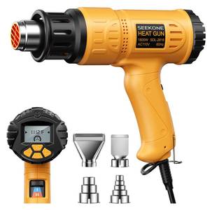 lot 15887 image: Heat Gun, SEEKONE 1800W Hot Air Gun Kit with Large Digital LCD Display Variable Temperature (122°F-1112°F) Memory Settings and 4 Nozzles for Paint RemoverStripper, Home ImprovementRestoration