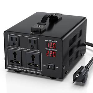 lot 15889 image: 1000W Voltage Converter Transformer Step Up 110V120V to220V240V or Step Down 220V to 110V AC Power Converte, Circuit Breaker Protection, 2 US sockets, 2 Universal sockets, LCD Display