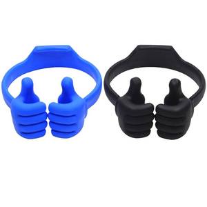 lot 20372 image: HONSKY 3361942 Cute Thumbs Up Adjustable Tpu Flexible Mobile Cell Phone Tablet Computer Display Stand Holder for Bed Desk - Blue and Black