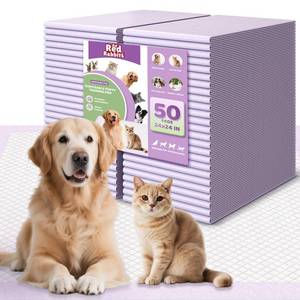 lot 15898 image: Dog Training Pads - 24x24in Disposable Waterproof Puppy Pee Pads 50PCS - Lavender Odor Eliminating  Ultra Absorbent  Leak Protection  Quick Dry Purplein