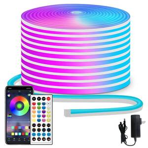 lot 15921 image: segrass 50ft RGB LED neon Rope Lights LED neon Strip Lights with Remote ControlAPP Control IP65 24V Waterproof Flexible Neon LED Strip Lights,Led Lights for Bedroom Room Outdoors Dcor