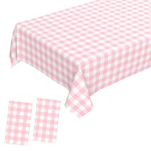 lot 16320 image: JCTHKUKU 2 Pcs Pink Gingham Tablecloth, Disposable Plastic Pink Checkered Table Cloth, Pink and White Plaid Table Cover for Outdoor Picnic, Wedding, Baby and Bridal Shower, Birthday Party (54 x 108 Inch)