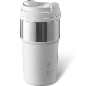 lot 16334 image: ZUWOZU Insulated Travel Coffee Tumbler Mug - Ceramic Inner Wall Reusable Iced Coffee Cups Bottle with Lids, Stainless Steel Insulated Cold Brew Water Tumbler with Straw, BPA Free 16 Oz Water Bottle