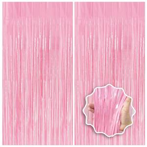 lot 16340 image: Pastel Pink Birthday Party Backdrop Decorations Foil Fringe Curtain 3.3x8.2ft 2 Pack, Pink Streamers Background Party Decorations Wall Door Hanging for Baby Valentines Barbie Princess Bachelorette